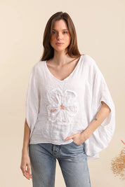 Linen Flower Blouse