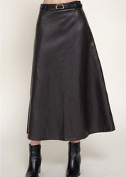 Robi Faux Leather Midi Skirt
