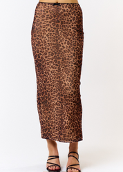 Leopard Mesh Maxi Skirt