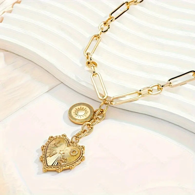 Heart & Sun Pendant Necklace