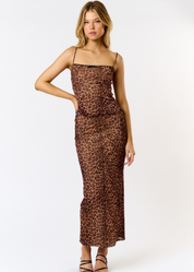 Leopard Mesh Maxi Skirt