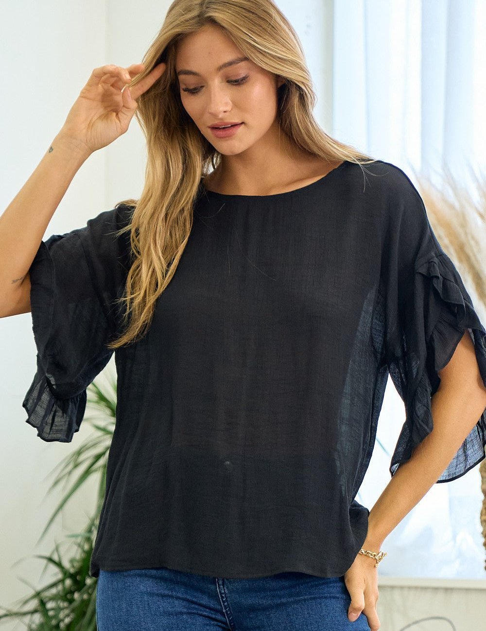 Romantic Flutter Sleeve Blouse