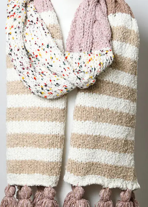 Speckle Stripe Tassel Scarf