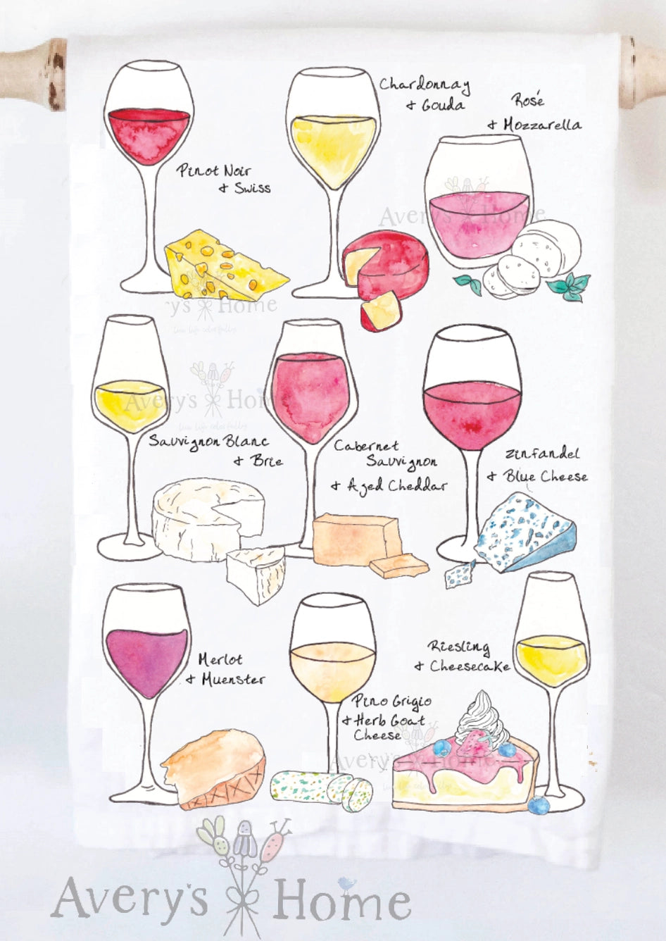 Wine & Cheese Pairing Dish Towel