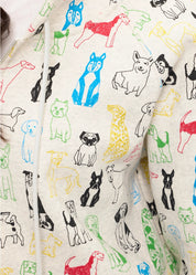 Graphic Dog Print Zip Up Hoodie