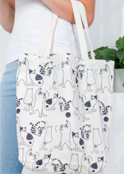 Dancing Cat Canvas Tote Bag