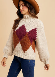Argyle Turtleneck Sweater