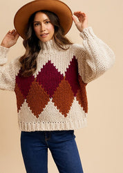 Argyle Turtleneck Sweater