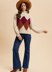 Argyle Turtleneck Sweater