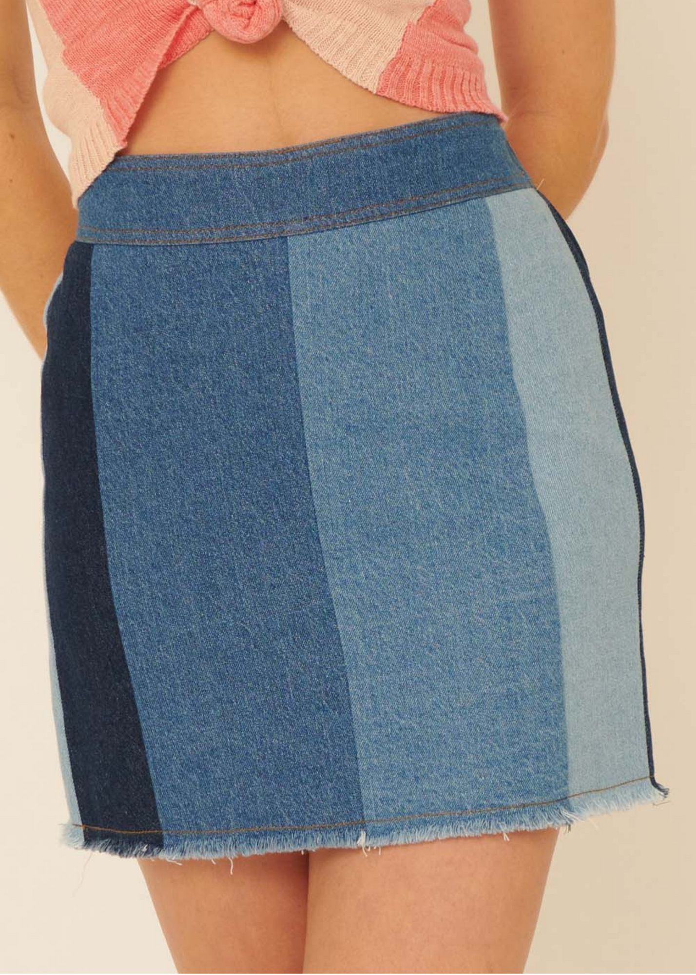 Contrast Denim Skirt