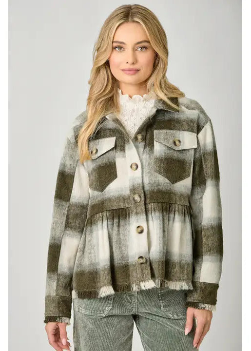 Penn Peplum Plaid Jacket