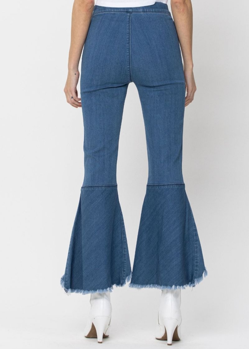 Crop Flare Fringe Jeans