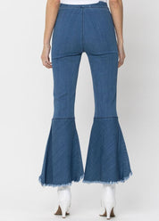 Crop Flare Fringe Jeans