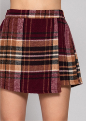 Front Wrap Plaid Skort