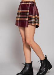 Front Wrap Plaid Skort