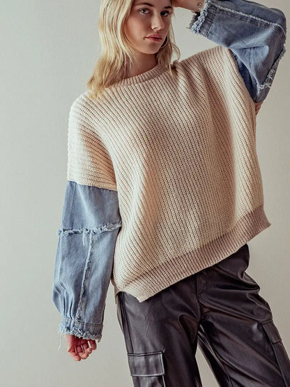 Denim Two-Tone Sweater