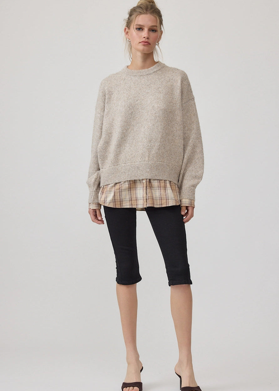 Penny Plaid Hem Sweater