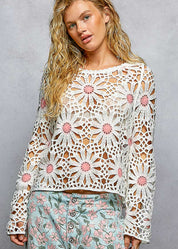 Floral Weave Crochet Top