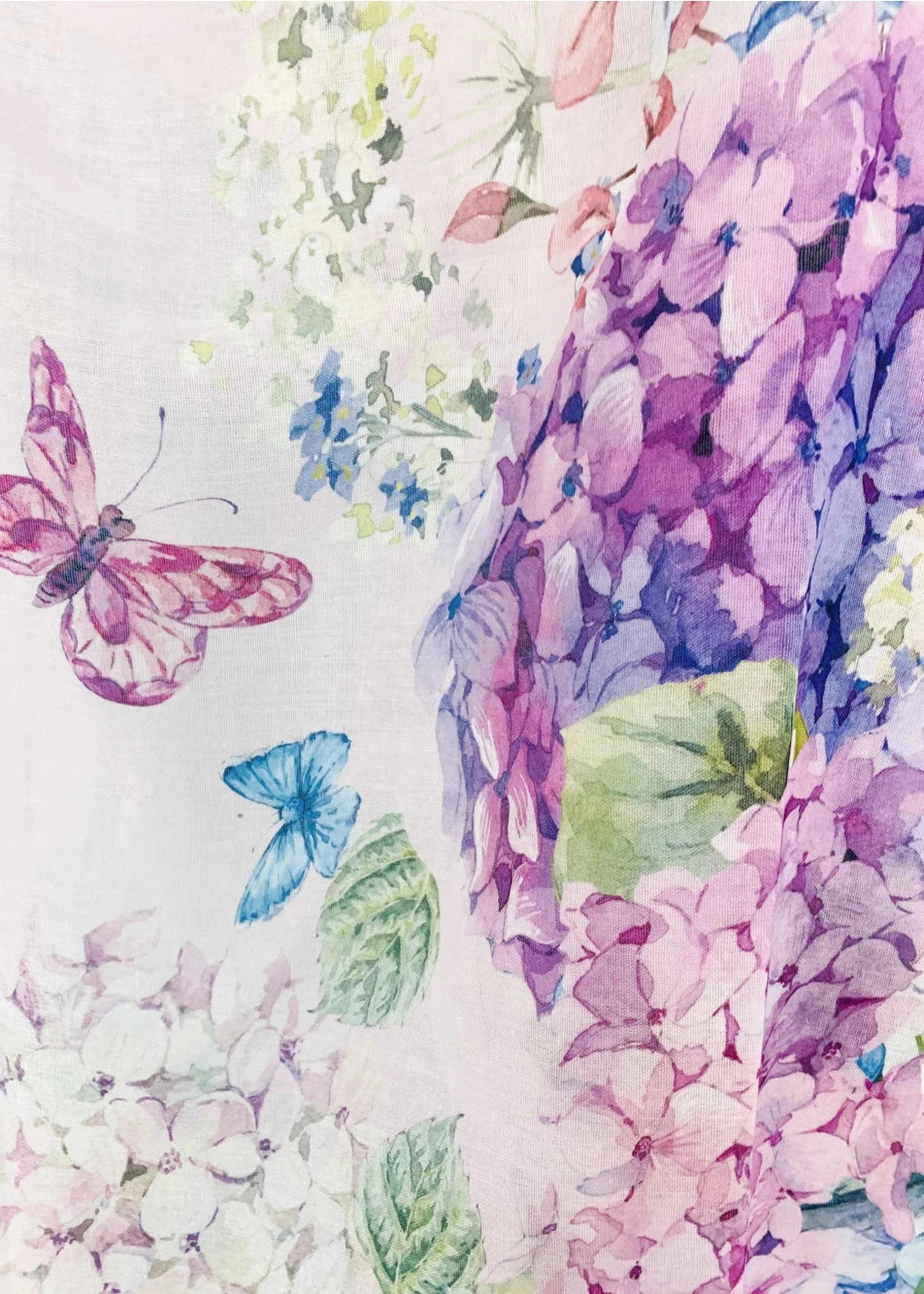 Hydrangea & Butterfly Scarf