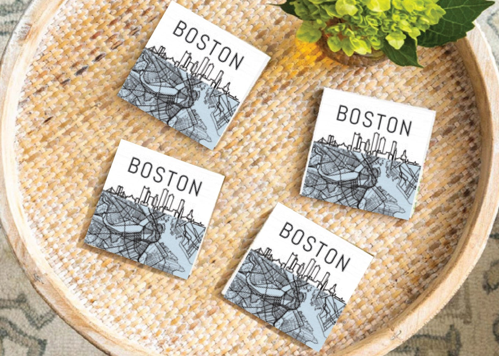 Boston Map Coaster Set
