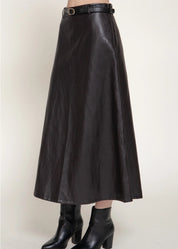 Robi Faux Leather Midi Skirt