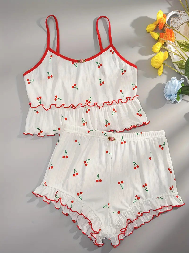 Cherry Print Pajama Set