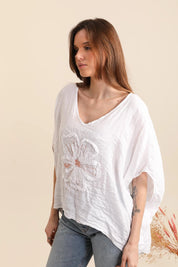 Linen Flower Blouse