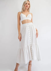 Poplin Bralette And Midi Skirt Set