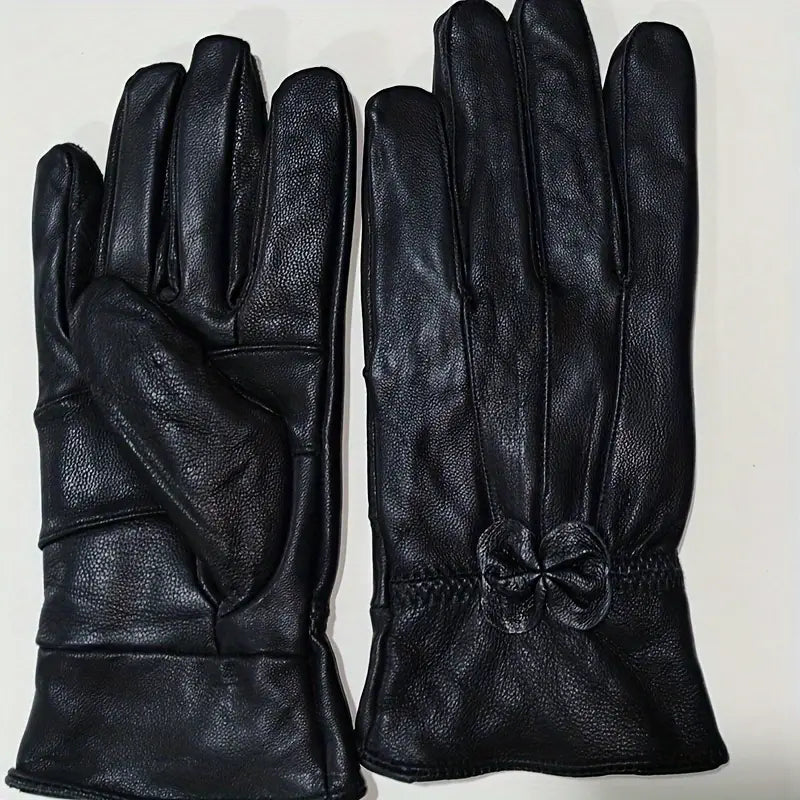 Bow Leather Gloves