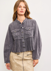 Pleated Denim Jacket