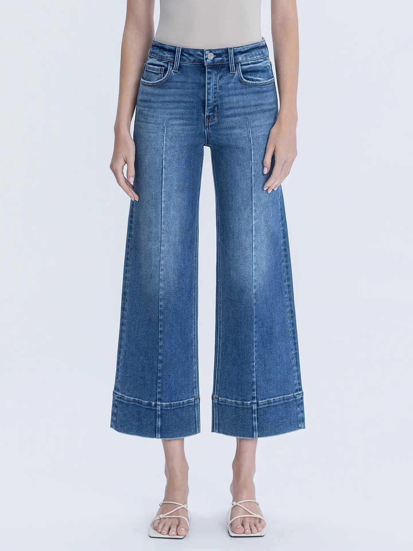 Pin Tuck Wide Jeans