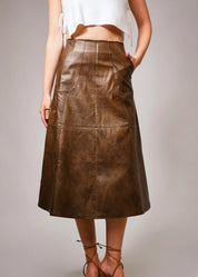 Zig-Zag Faux Leather Skirt