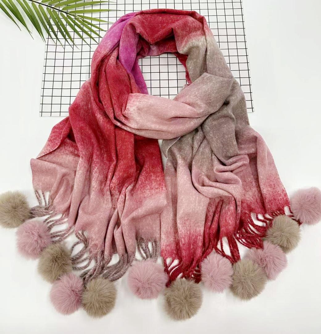 Ombré Pompom Scarf