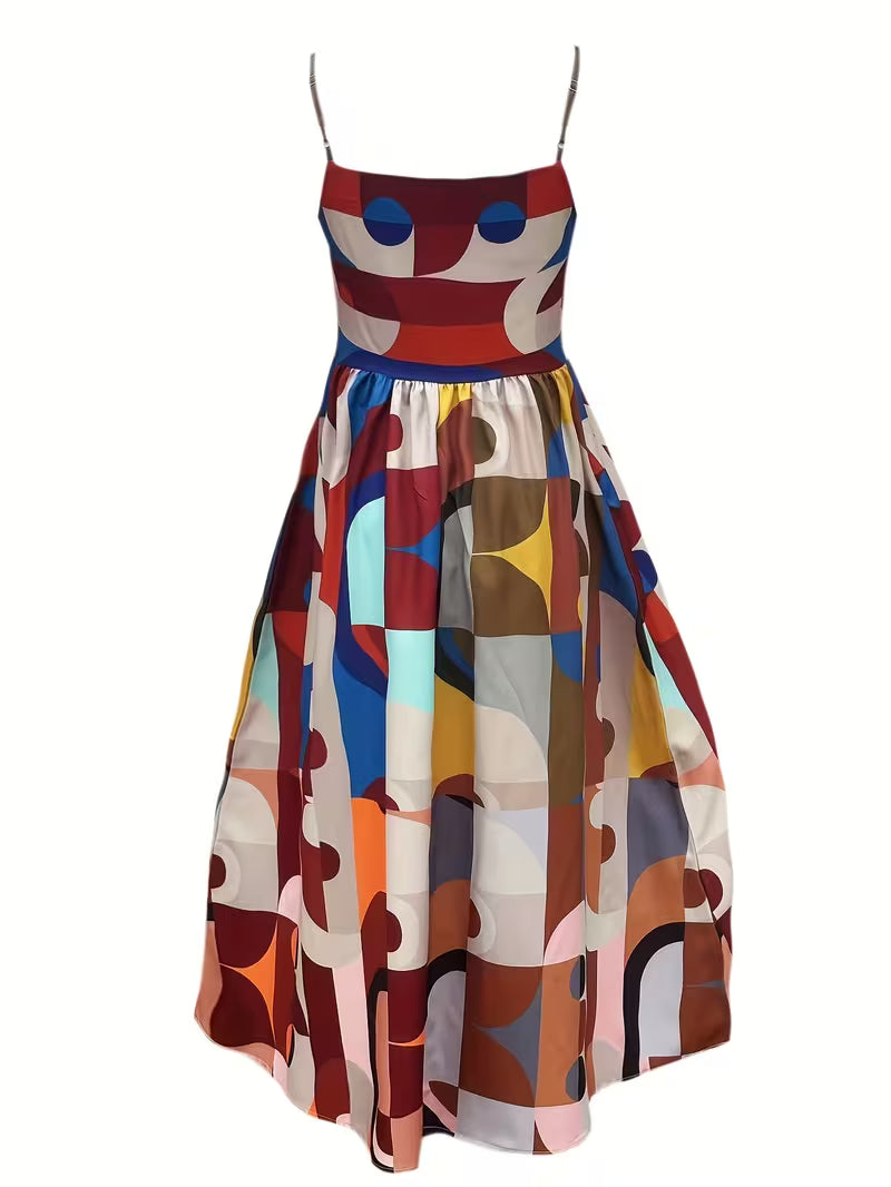 Retro Geometric Cami Dress