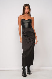 Loretta Leather Bodice Dress