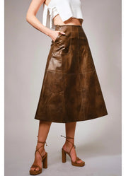 Zig-Zag Faux Leather Skirt