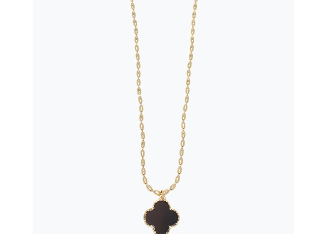 Gold Trim Clover Necklace