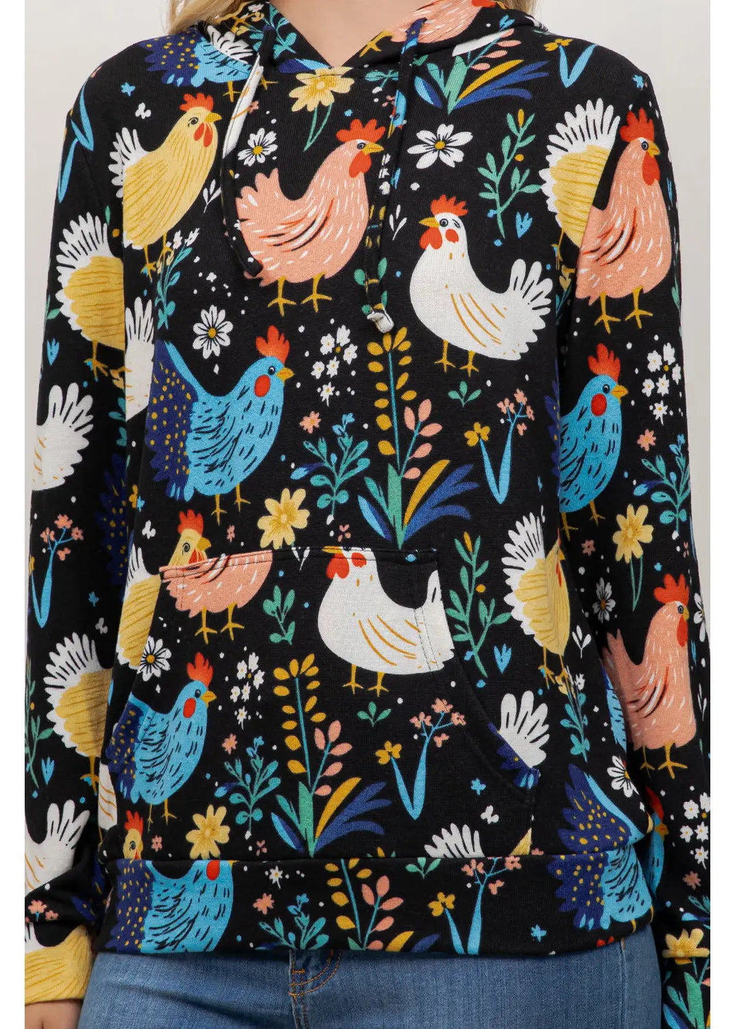 Rooster/Floral Hoodie