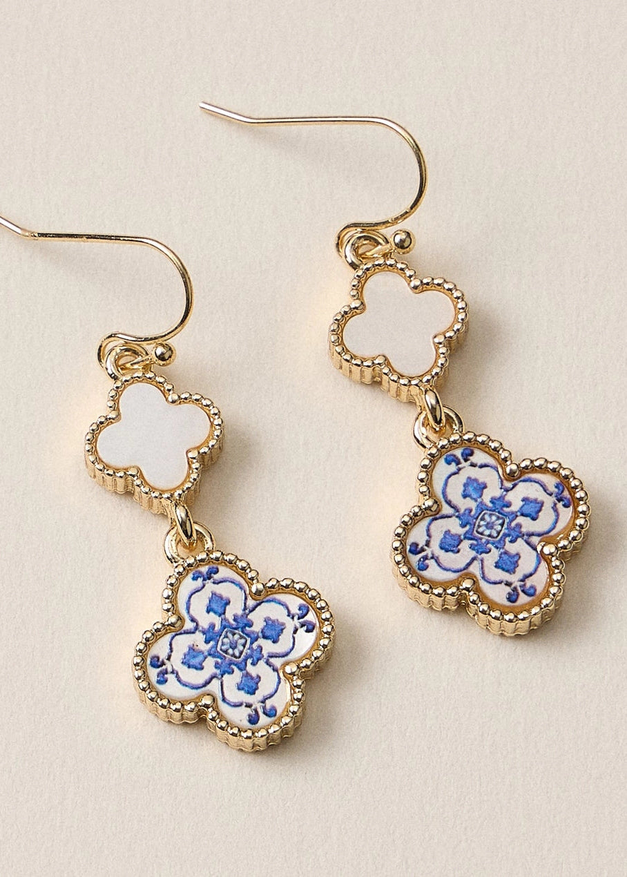Blue Clover Earrings
