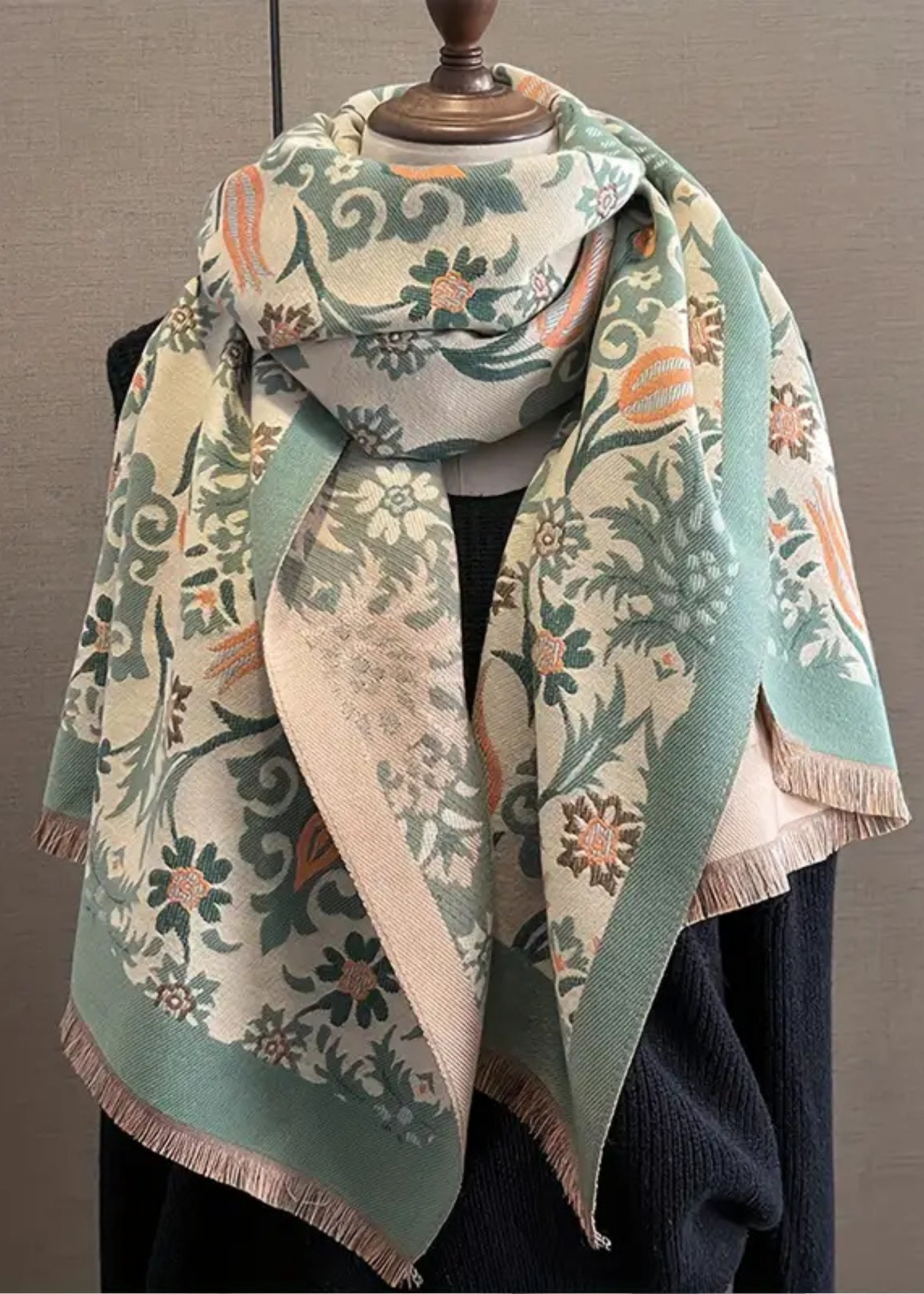 Vibrant Floral Jacquard Scarf