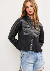 Pleated Leather Jacket