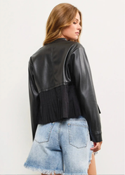 Pleated Leather Jacket