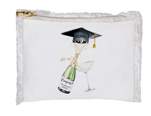 Graduation- Linen Fringe Cosmetic Bag