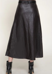 Robi Faux Leather Midi Skirt