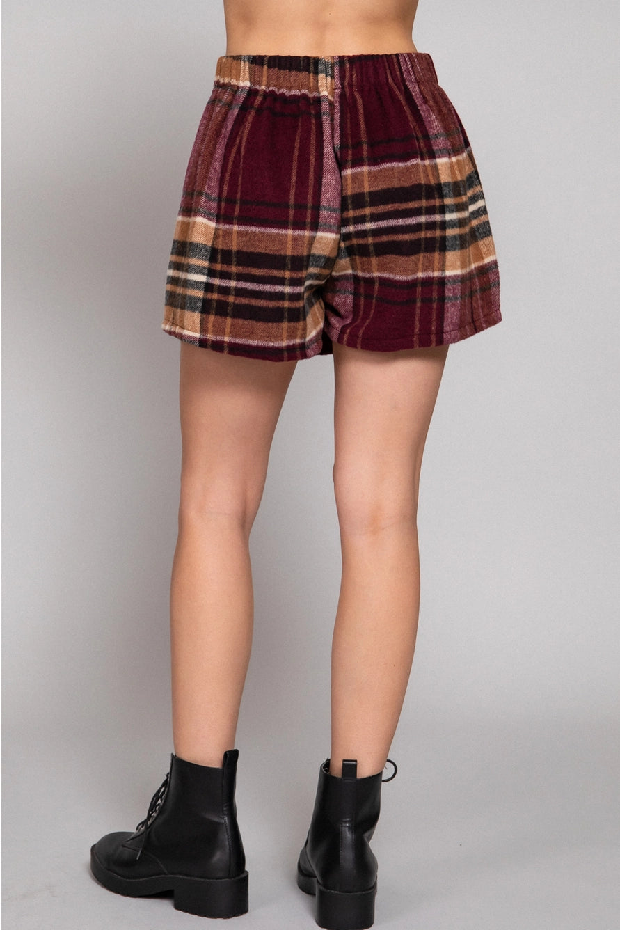 Front Wrap Plaid Skort