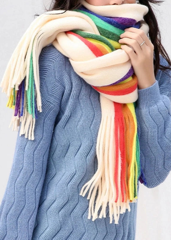 Multi-Colored Tasseled Scarf