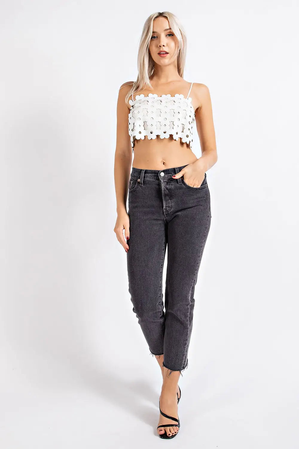 Daisy Chain Leather Crop Top