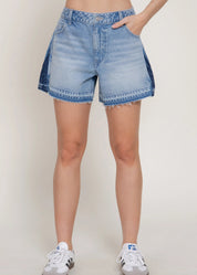 Colorblock Denim Shorts