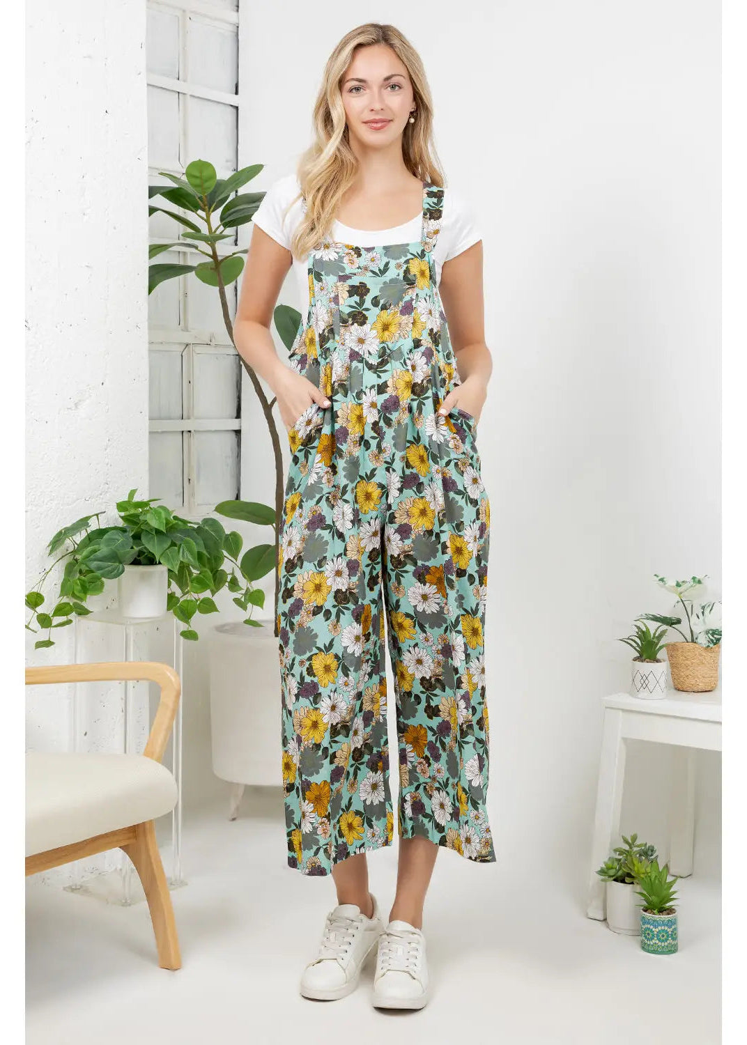 Vintage Floral Print Overall