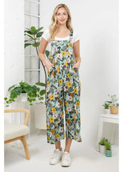 Vintage Floral Print Overall